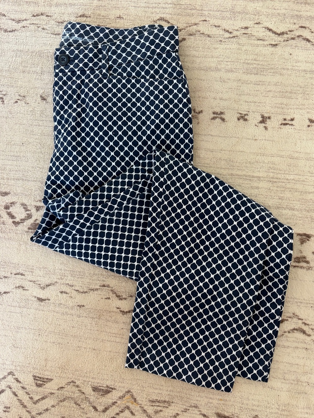 GAP Slim City Navy Dress Pants with White Lattice Print Women’s Size 2